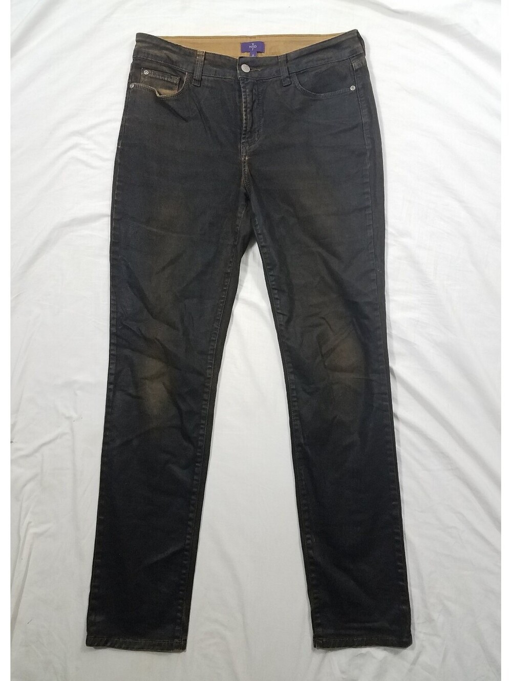 Not Your Daughters Jeans NYDJ Black Brown Shiny Skinny Jeans Size 6